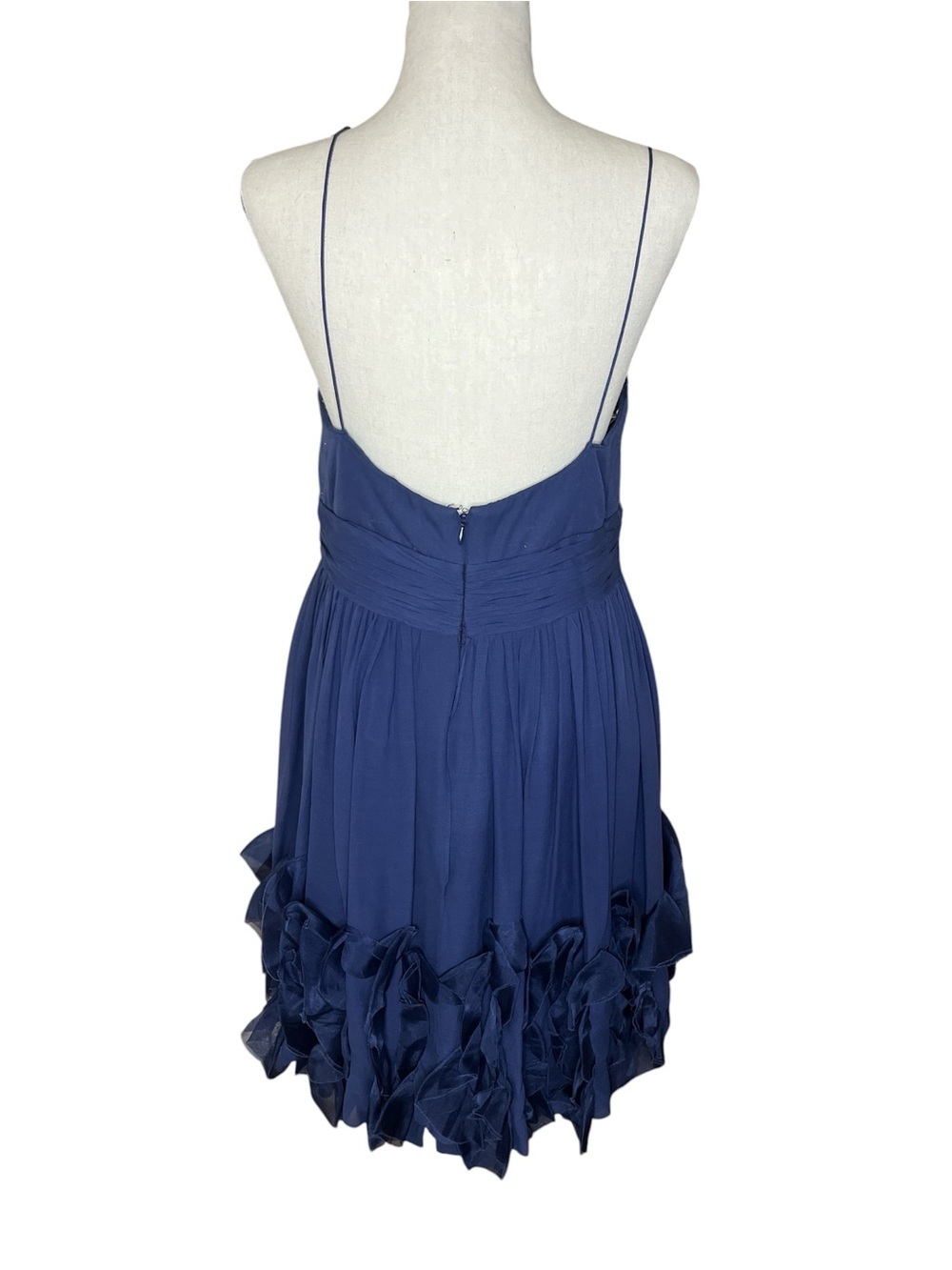 Marchesa notte navy blue ruffle hem cocktail party dress size 12 - Picture 3 of 4